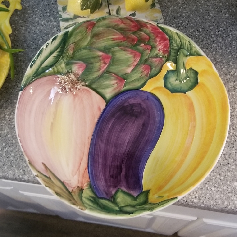 JCP Home onion eggplant yellow pepper bowl 12" x 12"